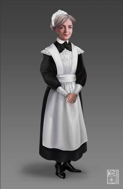 ArtStation - Game Character Concept - Maid, Sonya Kole Dnd Maid Npc, Dnd Maid Art, Bar Maid Dnd, Old Woman Character Art, Maid Character Art, Dnd Maid, Maid Character Design, Old Lady Character Design, Brindlewood Bay