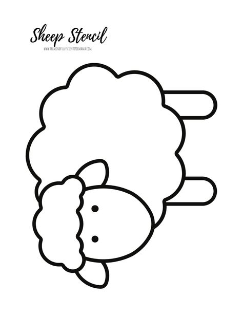 Sheep Outline Printable, Sheep Template Free Printable, Sheep Craft Template, Sheep Cutout, Cotton Ball Sheep, Lamb Template, Sheep Outline, Sheep Diy, Sheep Template