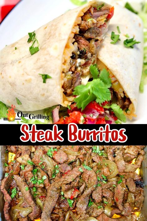 Steak Burrito Recipe, Healthy Burritos, Steak Burritos, Beef Burrito Recipe, Mexican Steak, Healthy Steak, Beef Burrito, Leftover Steak, Beef Meals