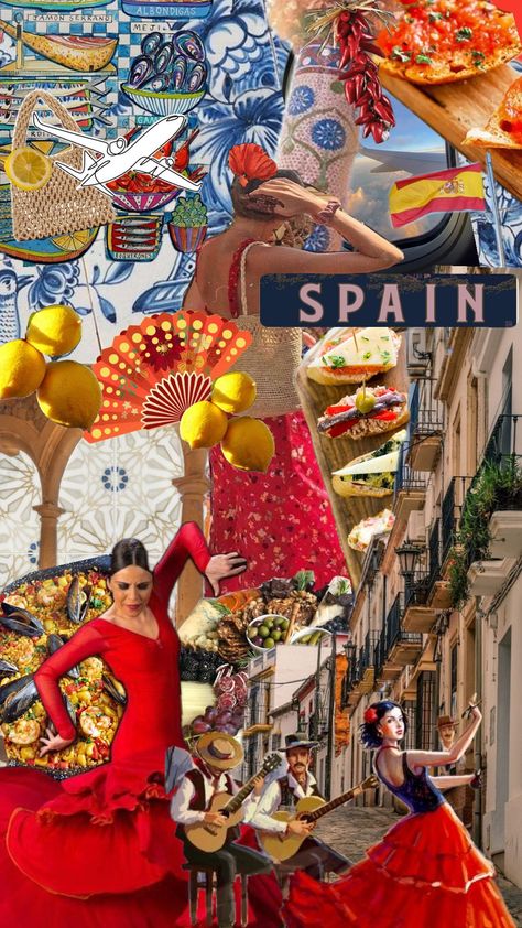 spain aesthetic Spain Party Aesthetic, Spanish Vibes Aesthetic, Spain Culture Aesthetic, Spanish Culture Aesthetic, Spain Collage, Spain Theme Party, Spain Life, Spain Vibes, Spain Party