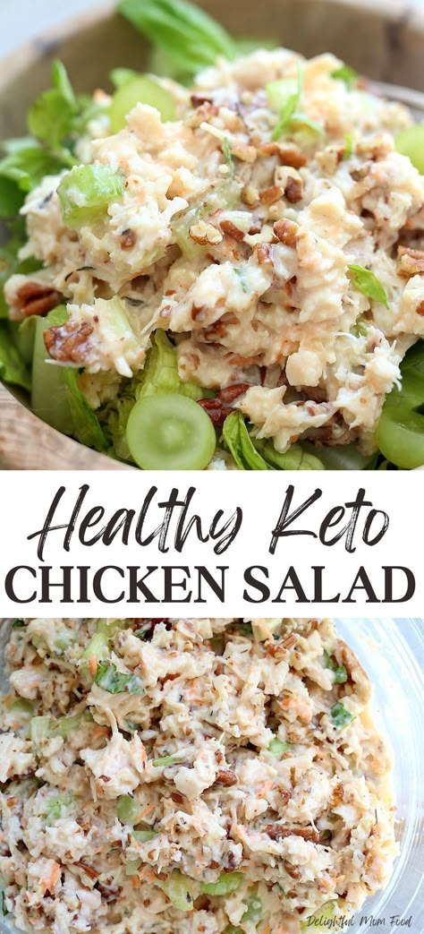 Kick up the flavor and keep things fun with this amazing keto chicken salad recipe! Bursting with unique combinations of fresh ingredients, your taste buds will be dancing to the tune of this scrumptious, low-carb delight. Pin now and prepare to be amazed! Chicken Salad Recipe Healthy Low Carb, Best Keto Chicken Salad, Canned Chicken Salad Recipe Healthy, Bariatric Chicken Salad, Keto Chicken Salad Low Carb, Chicken Salad Keto Recipes, Chicken Salad Recipe Low Carb, Unique Keto Recipes, Chicken Salad Keto