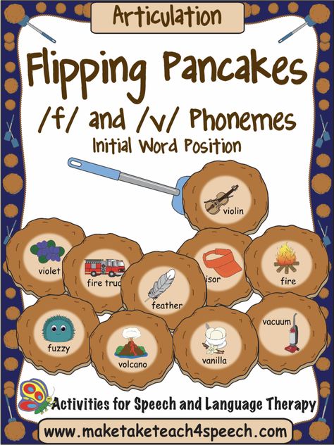 Hands On Articulation Activities - Flipping Pancakes! - Make Take & Teach Speech Therapy Activities Articulation, Speech Therapy Activities Elementary, Articulation Therapy Activities, Speech Therapy Activities Preschool, Speech Therapy Tools, Speech Games, Early Intervention Speech Therapy, Speech Articulation, Speech And Language Therapy