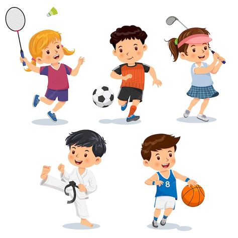 Sports Images Pictures, Sports For Kids Activities, Exercise Picture, Exercise Cartoon, Exercise Pictures, Kids Playing Sports, Kids Exercise Activities, Golf Logo Design, Sports Cartoon