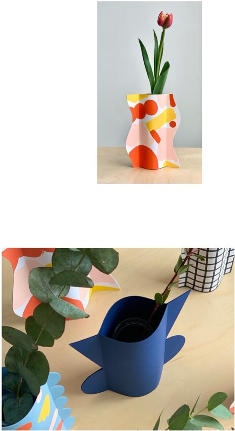 Vase en papier – des enfantillages Diy Pencil Holder, T Craft, Paper Vase, Paper Plants, Painted Pottery, Flower Craft, Crafts For Seniors, Diy Cans, Craft Day