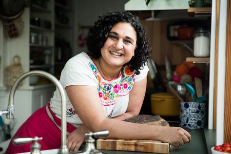 Samin Nosrat on Stocking Your Kitchen, ComfortFood, and Her All-New "Home Cooking" Podcast Korean Sweet Potato Noodles, Salt Fat Acid Heat, Samin Nosrat, Korean Sweet Potato, Cooking Tomatoes, Pan Fried Chicken, Make Hummus, Cooking Advice, Star Chef