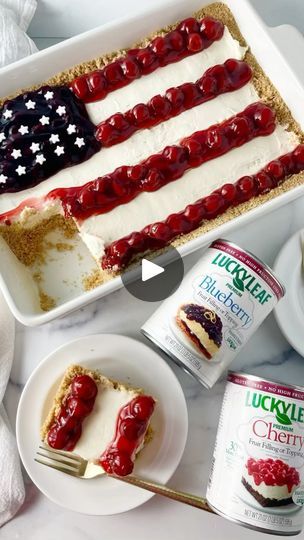 6.3K views · 389 reactions | #AD Looking for a cute and yummy dessert for the Memorial Day party?

Be the star of your neighbor’s Memorial Day party with this patriotic and delicious American Flag Cheesecake made with @lucky_leaf_fruit_filling !

Friends and family will go crazy over this super cute no-bake cheesecake with a festive flag pattern on top made of yummy Blueberry and Cherry Lucky Leaf Fruit Fillings!

Find the recipe on the Lucky Leaf website - link in my bio.

#LuckyLeaf #BakingWithLuckyLeaf #PieFilling #DeliciousDesserts #HomemadeDesserts #SummerDesserts #Dessertideas #EasyRecipes #MemorialDay #FourthOfJuly

American Flag Cheesecake - Lucky Leaf | Lise Ode | Mom Loves Baking ® | Chet Atkins · Alley Cat American Flag Cheesecake, Flag Cheesecake, Memorial Day Party, Lucky Leaf, Blue Desserts, Cold Desserts, Bake Cheesecake, Yummy Dessert, Fruit Filling