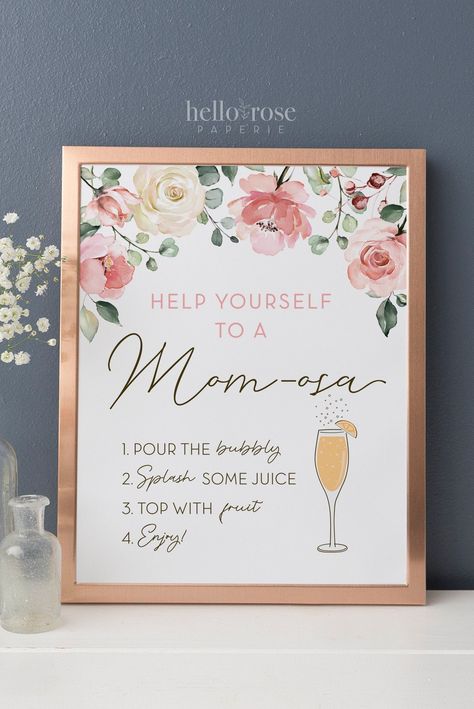 Baby In Bloom Brunch Shower Ideas, Momosa Bar Baby Shower Ideas, Mimosa Bar Baby Shower Ideas, Pink Floral Baby Shower, Baby Shower Mimosa Bar, Pink Floral Baby Shower Ideas, Floral Baby Shower Ideas Decoration, Baby Shower Flower Bar, Baby Shower Bar