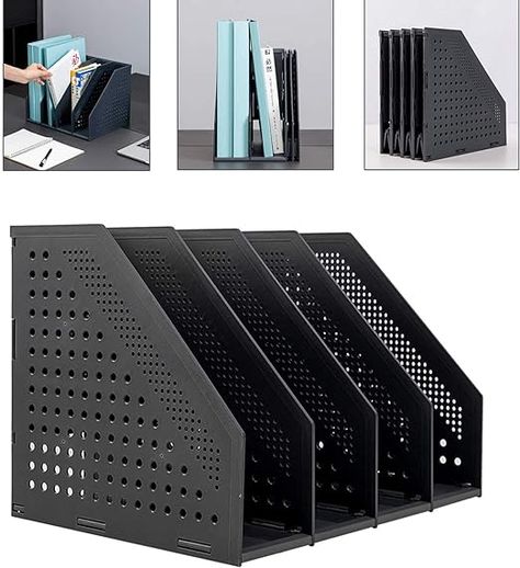 Sivelike A4 File Holder Folding Bookshelf,1 Year Warranty,4 Vertical Compartments magazine file holder,Desk Organizer Document Folder for Office Organization and Storage (Dark gray) : Amazon.co.uk: Stationery & Office Supplies Collapsible Desk, Ikea Kallax Shelf, Magazine File Holders, Folder Holder, File Boxes, Magazine Files, Memo Holder, Compartment Organizer, Document Folder