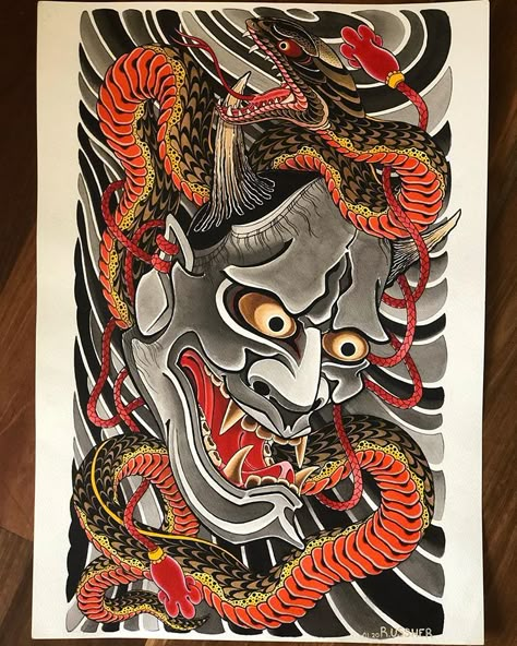 Traditional Japanese Snake Tattoo Design, Japanese Tiger Head Tattoo Design, Traditional Japanese Dragon Head Tattoo, Foodog Tattoo Japanese Traditional, Traditional Japanese Tiger, Traditional Japanese Tattoo Flash, Japanese Snake Tattoo, Japanese Tattoos For Men, Backpiece Tattoo