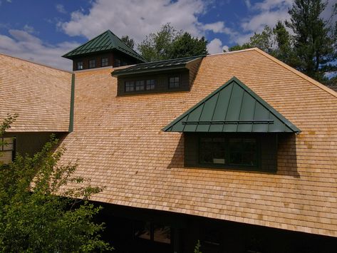 🏡Alaskan Yellow Cedar Shake in all its glory! Check out this beautiful roof replacement we performed in West Boylston Massachusetts. Along with the new installation of Alaskan Yellow Cedar Shake, we installed several dark green Drexel Standing Seam Metal Panels throughout the rooftop. Altitude Roofing has all of Worcester County and beyond covered on all things roofing. Asphalt shingles, metal rooting, even slate, we do it all! Call today🦅 508-963-779484 https://altituderoofingma.com/worceste... Roofing Estimate, Yellow Cedar, Cedar Shake, Cedar Shakes, Roof Replacement, Residential Roofing, Asphalt Shingles, Standing Seam, Roof Repair