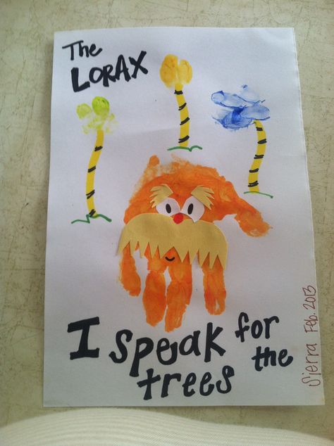 The Lorax Crafts For Toddlers, Crafts Elementary, Lorax Activities, Dr Seuss Craft, Lorax Craft, The Lorax Activities, Dr. Seuss Crafts, Dr Seuss Art, Dr Seuss Preschool