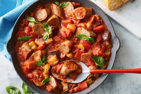 Easy lamb sausage caponata stew Lamb Sausage Recipes, Healthy Food For Heart, Food For Heart Health, Food For Heart, Lamb Sausage, Pumpkin Stew, Lean Cuisine, Lamb Stew, Sausage Pasta