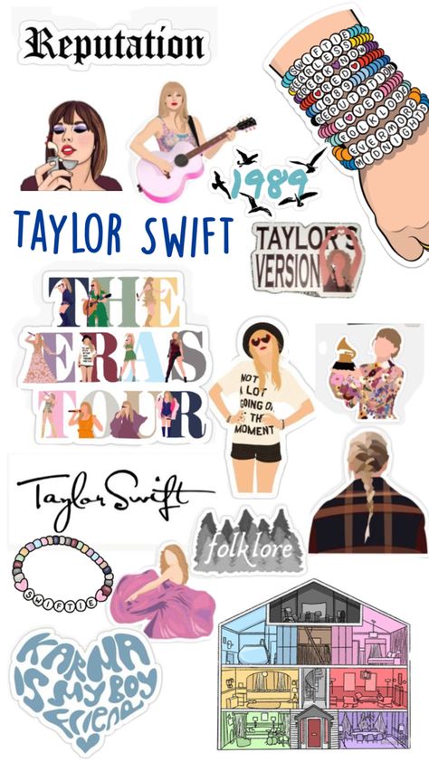 Taylor Swift Games, Taylor Swift Drawing, Messi Argentina, Estilo Taylor Swift, Taylor Swift Album, Fun Diy Crafts, Aesthetic Stickers, Diy Stickers, Printable Stickers