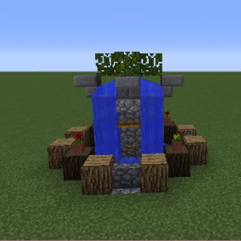 Mini Fountain Minecraft, Medieval Fountain, Minecraft Cherry Blossom House, Minecraft Village Ideas, Minecraft Aesthetics, Pfp Minecraft, Cherry Blossom House, Minecraft Fountain, Minecraft Pfp