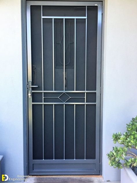 Creative Safety Door Design Ideas With Grill To Secure Your home - Engineering Discoveries Safety Door Design, Security Door Design, Modern Window Design, Modern Window Grill, Home Window Grill Design, Door Design Ideas, Door Grill, Grill Gate Design, Metal Doors Design