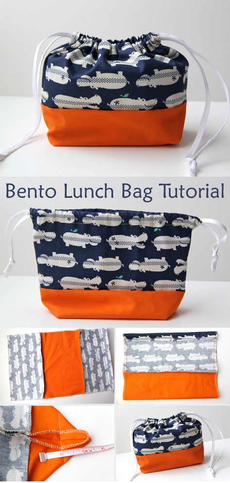 Sewing Lunch Bags Diy, Lunch Box Bag Diy, Bento Box Bag Pattern, Bento Lunch Bag Pattern, Diy Lunch Bag Pattern Free, Lunch Box Sewing Pattern, Lunch Bag Pattern Free, Sew Lunch Bag, Bento Bag Pattern