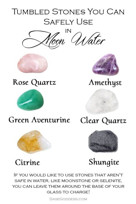 Have you ever used stones to charge your moon water? Use this guide to determine which stones you can safely use to add an intention to and charge your moon water. What Crystals Can Go In Moon Water, Essential Oils For Moon Water, What Herbs To Add To Moon Water, Crystals For Moon Water, Crystals That Are Safe In Water, Crystals Water Safe, Crystals And Water, Moon Water Crystals, New Moon Crystal Cleanse