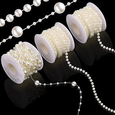 Amazon.com: Bonuci 3 Rolls 66 Feet Pearls String Beads Decoration Faux Pearl Garland Roll Strand for Crafting String of Flowers Wedding Valentine Decoration (4mm,Ivory) Pearl Garland, Beaded Christmas Decorations, Valentine Decoration, Christmas Garden Decorations, Ganapati Decoration, Porch Flowers, Diy Armband, Pearl Decorations, Notice Board