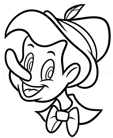 How To Draw Pinocchio Easy, Step by Step, Drawing Guide, by Dawn | dragoart.com Draw Pinocchio, Hope Drawing, Deer Tattoo Designs, Easy Step By Step Drawing, Deer Tattoo, Nose Drawing, Diy Jewelry Earrings, Drawing Guide, Disney Nails