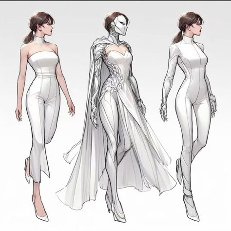 White Hero Suit, White Hero Costume, Fantasy Clothing Drawing, Hero Outfits Design Female, Arte Pin Up, 3d Karakter, Silver Mask, Super Hero Outfits, Clothing Design Sketches