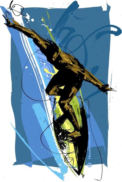 Martin French, French Illustration, Design Illustrations, Sport Art, Surf Art, Sports Art, Art Movement, College Art, French Style