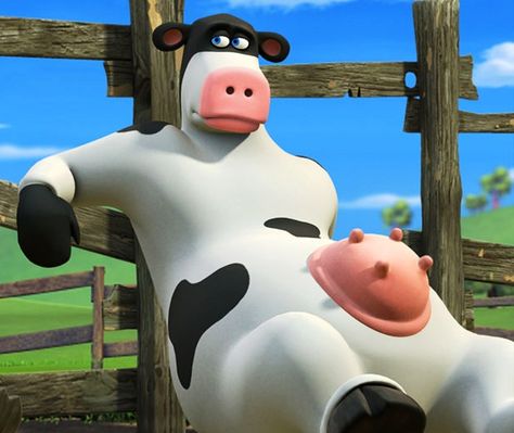 Cow From Barnyard, Barnyard Movie, Hear Me Out Characters Funny, Otis The Cow, Cartoon Crushes, Scarf Aesthetic, Childhood Crushes, Men Cartoon, Tré Cool