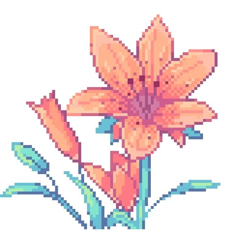 Flor de rapunzel en pix Pixel Art Grid Flower, Lily Pixel Art, Lotus Flower Pixel Art, Flowers Pixel Art, Flower Pixel Art Grid, Orchid Pixel Art, Pixel Flower, Pixel Kawaii, Pixel Game