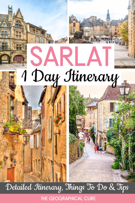 This is the ultimate one day in Sarlat-la-Canéda itinerary. Sarlat is a UNESCO-listed town in the heart of the Dordogne region of southern France. Discover medieval charm as you stroll through cobblestone streets lined with historic buildings. Visit the local market for fresh produce and artisanal goods, explore stunning landmarks like the Saint-Sacerdos Cathedral, and enjoy delicious regional cuisine at cozy cafes. Read on for the best things to do with 1 day in Sarlat-la-Canéda! France Dordogne, Dordogne France, Museum Guide, France Itinerary, France Trip, Cobblestone Streets, Southern France, Local Market, Cool Cafe