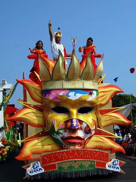 The Goa Carnival held from February at Panaji, Margao, Vasco and Mapusa respectively was a fun filled festival that bought the state to life due to the multi-cultural essence. More information on www.goaholidayhomes.com Goa Carnival, Donald Byrd, Indian Colors, Indian Colours, Hippie Baby, Hindu Culture, Goa India, India Colors, Wedding Stage Decorations