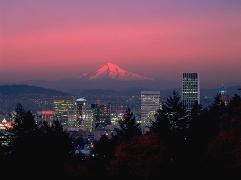 Portland, Oregon Is nice city - has a real laid back vibe.  I'd compare it to Madison only with Mountains not Lakes Portland Skyline, The Oregon Trail, Portland City, Downtown Portland, Oregon City, Mount Hood, American Cities, To Infinity And Beyond, Oh The Places Youll Go