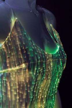 I can imagine some Hoopers getting down with these. Tops & Bottoms from $99 Led Dance Costume, Glowing Clothes, Led Clothes, Led Costume, Smart Textiles, E Textiles, Led Clothing, Dancing Costumes, Burning Man Costume