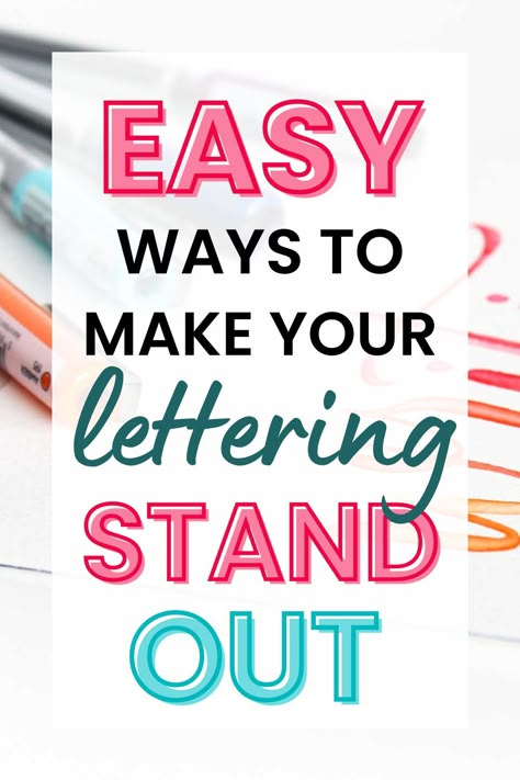 Make your hand lettering and calligraphy stand out with these 21 quick and easy lettering embellishments and techniques you can add to enhance any project! Hand lettering styles | lettering tutorial | easy lettering ideas | cute lettering | lettering ideas for bullet journal Hand Lettering Basics, Diy Lettering Alphabet, Different Alphabets Letters, Calligraphy Lettering Ideas, Diy Lettering Writing, Sign Writing Fonts, Learning Hand Lettering, How To Outline Letters, Simple Hand Lettering Alphabet