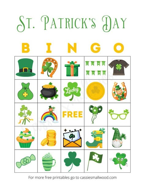 Free printable St. Patrick's Day Bingo game for kids St Patricks Activities, Bingo Free Printable, Bingo Pictures, St Patrick's Day Printables, Fete Saint Patrick, St Patricks Day Crafts For Kids, St Patrick Day Activities, March Activities, Fun Classroom Activities