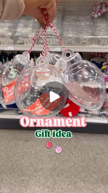 Target Minis on Instagram: "Here’s an easy gift idea! These ornaments are from the #bullseyesplayground and they’re only $1! I was able to fit a gift card perfectly as well as other goodies! Easily customized it for anyone on your holiday list 🎄

#targetchristmas  #targetdollarspot #teachergifts #christmasseason #holidaystyle #christmasmagic #targetstyle #target #targetmom #targetrun #targetshopwithme #newattarget #targetfanatic #christmasornaments #targetbullseye #holidaygiftideas" Teacher Christmas Gift Ideas Diy Ornament, Parent Gifts From Teachers For Christmas, What To Get Your Aunt For Christmas, Teacher Gift Ornament Diy, Ornament Gift Card Holder, Movie Gift Card Ideas Christmas, Teacher Christmas Gift Card Holder Ideas, Multiple Gift Card Presentation, Target Gift Card Ideas