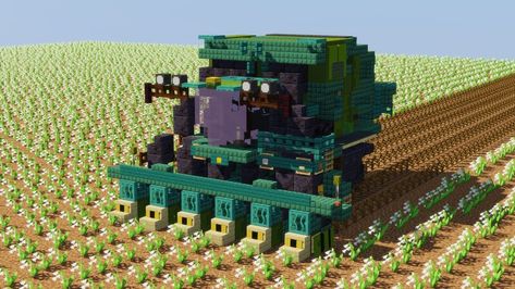 Minecraft Minecart Track, Minecraft Cactus Farm Design, Minecraft Tractor, Minecraft Market Ideas, Minecraft Fishing House, Minecraft Water Wheel, Minecraft Wagon, Transporting Flowers, Minecraft Church