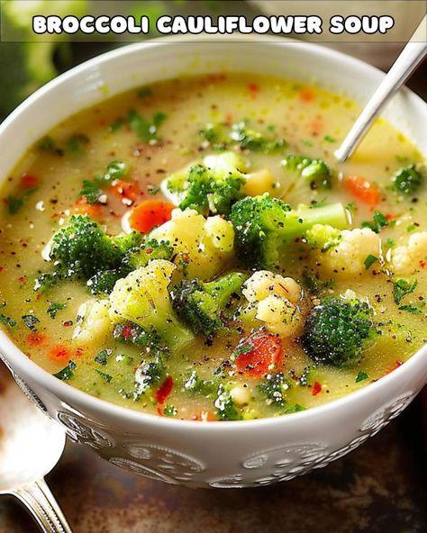 Brocolli Cauliflower Soup, Broccoli And Cauliflower Soup, Easy Broccoli Soup, Broccoli Cauliflower Soup, Low Carb Vegetable Soup, Broccoli Recipes Healthy, Fruit Salad With Pudding, Broccoli And Cauliflower, Broccoli Soup Recipes