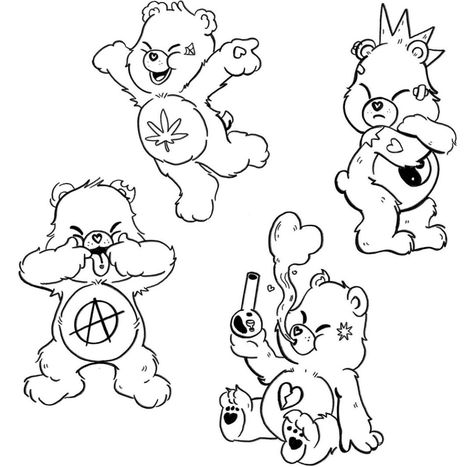 Care Bear Flash Tattoo, Care Bear Drawings, Care Bears Drawing, Care Bear Tattoo Ideas, Cool Tattoo Stencils, Care Bear Tattoo, Teddy Bear Tattoo, Care Bear Tattoos, Character Tattoos