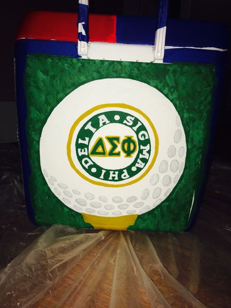 Delta sigma phi golf ball cooler design Delta Sigma Phi Cooler, Delta Sigma Phi, Cooler Designs, Golf Ball, Sorority, Golf, Design