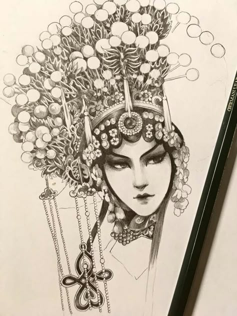 Chinese Opera Drawing, Chinese Opera Tattoo, Red Horror, Chinese Dragon Art, Asian Artwork, Peking Opera, Traditional Chinese Art, Chinese Opera, Chinese Art Painting