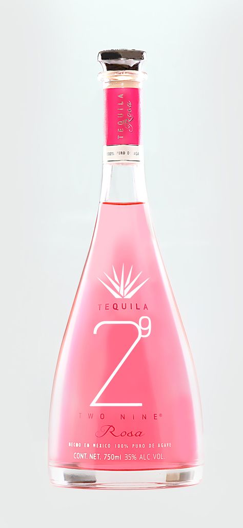 Tequila 29 Two Nine Rosa on Packaging of the World - Creative Package Design Gallery Tequila Rose, Best Tequila, Tequila Drinks, Tequila Bottles, Alcohol Bottles, Pretty Drinks, Wine Packaging, Pink Drinks, Bottle Packaging