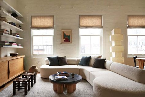 Tribeca Residence by Ashe Leandro | 1stDibs Ashe Leandro, Living Room New York, Tribeca Loft, Minimal Living Room, Sculptural Furniture, Loft Interior Design, Organic Furniture, Loft Interior, New York City Apartment