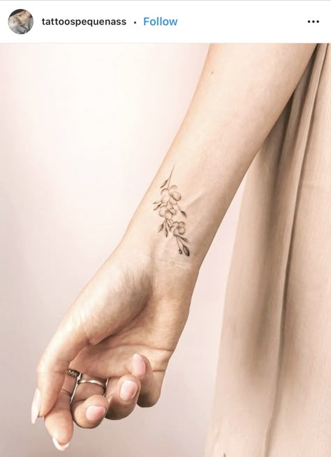 Dainty Floral Wrist Wrap Tattoo, Cherry Blossom Tattoo Minimalist, Tattoo Placement Chart, Wrist Hand Tattoo, Small Flower Tattoo, Inner Wrist Tattoos, Delicate Tattoos For Women, Tiny Flower Tattoos, Ankle Tattoos For Women