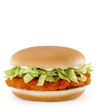 Hot'n Spicy McChicken is a chicken sandwich that is served on a bun with a spicy breaded chicken... Spicy Mcchicken, Spicy Chicken Sandwich, Mcdonalds Chicken, Easy Taco Recipes, Spicy Chicken Sandwiches, Fast Food Items, Chicken Sandwich Recipes, Chicken Patties, Shredded Lettuce