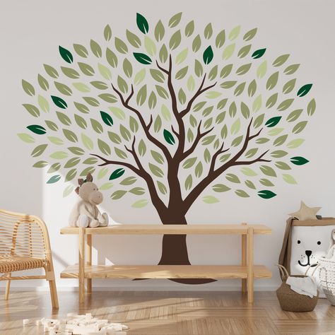 Cozy Baby Nursery, Tree Wall Mural, Baby Nursery Room, Tree Decal, Color Leaves, Tree Wall Murals, Tree Mural, Church Nursery, Tree Decals