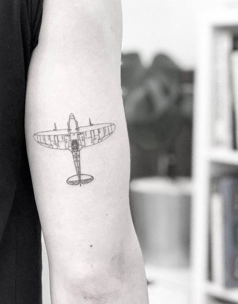 210+ Inspiring Aviation Tattoos Designs (2023) Airplane and Pilot - TattoosBoyGirl Vintage Plane Tattoo, Raf Tattoo, Aviation Tattoos, Graduation Tattoo, Spitfire Tattoo, Plane Tattoos, Aircraft Tattoo, Aviation Tattoo, Coolest Tattoo