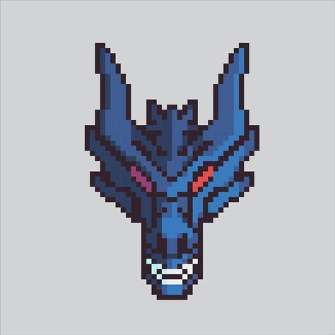 Pixel monster dragon head. Pixelated dragon magic animal fairytales for the pixel art game and icon for website. Pixel Dragon Art, Skull Pixel Art, Pixel Monster, Pixel Dragon, Icon For Website, Monster Dragon, Dragon Magic, Dragon Skull, Pixel Art Games