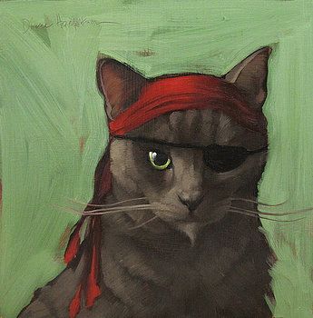 Pirate Cat Drawing, Dnd Tabaxi, Pirate Character, Pirate Cat, Cat Paintings, Creepy Cat, Cat Art Illustration, Art Costume, Paint Night