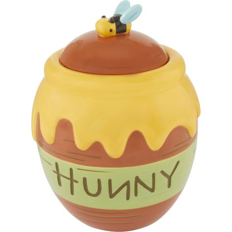 Cat Treat Jar, Winnie The Pooh Hunny, Disney Character Makeup, Winnie The Pooh Honey, Ceramic Dog Bowl, Dog Treat Jar, Treat Jar, Disney Ornaments, Ceramic Dog