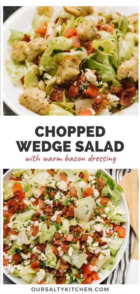 12 Tomatoes Chopped Wedge Salad, Chopped Wedge Salad 12 Tomatoes, Wilted Lettuce Salad Bacon, Chopped Wedge Salad, Iceberg Lettuce Recipes, Wilted Lettuce Salad, Iceberg Wedge Salad, Wedge Salad Recipes, Warm Bacon Dressing