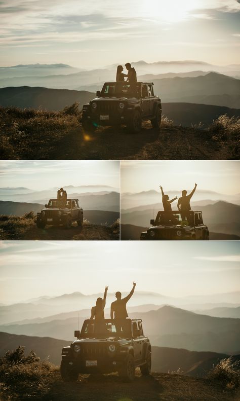 Road Prenup Shoot, Couples Adventure Photoshoot, Thar Jeep Couple Photoshoot, Jeep Engagement Pictures, Jeep Couple Pictures, Jeep Photoshoot Ideas Couples, Jeep Wrangler Couple, Jeep Engagement Photos, Couple Adventure Pictures